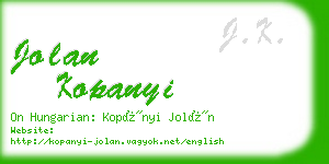 jolan kopanyi business card